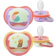 Philips Avent Ultra Air Nighttime Silicone Soother 18m+ Κωδ SCF376/33, 2 Τεμάχια Λιλά - Κοραλί