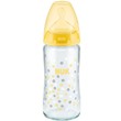 NUK First Choice Plus Glass Bottle Silicone 0-6m 240ml 1 Τεμάχιο, Κωδ 10745097 - Κίτρινο