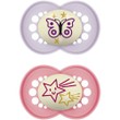 Mam Original Night Orthodontic Silicone Soother 6-16m 2 Τεμάχια, Κωδ 160SGc - Λιλά / Φούξια