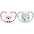 Nuk Space Night Silicone Soother 6-18m 2 Τεμάχια - Ροζ / Πράσινο