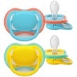 Philips Avent Ultra Colors of Nature Silicone Soother Ultra Soft 18m+ Κωδ SCF349/57, 2 Τεμάχια - Γαλάζιο / Κίτρινο