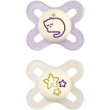 Mam Original Start Night Silicone Soother 0-2m, Κωδ 124SGc 2 Τεμάχια - Λιλά / Κρεμ