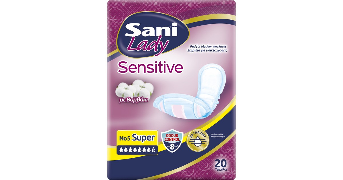 Sani Sensitive Lady No5 Super 20 Τεμάχια | Pharm24.gr