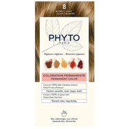 Phyto Permanent Hair Color Kit Μόνιμη Βαφή Μαλλιών με Φυτικές Χρωστικές, Χωρίς Αμμωνία 1 Τεμάχιο - 8 Ξανθό Ανοιχτό