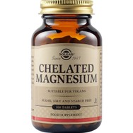 Solgar Chelated Magnesium 100mg Συμπλήρωμα Διατροφής Μαγνησίου Υψηλής Απορροφησιμότητας Ήπιο για το Στομάχι για την Καλή υγεία των Μυών 100tabs