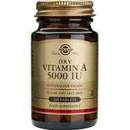 Solgar Dry Vitamin A  5000IU Συμπλήρωμα Διατροφής Βιταμίνης Α με Αντιοξειδωτική Δράση για την Καλή Υγεία των Οστών, Δέρματος & Ματιών 100tabs