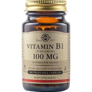 Solgar Vitamin B1 (Thiamin) 100mg Συμπλήρωμα Διατροφής Βιταμίνης Β1 (Θειαμίνης) για την Ενίσχυση του Νευρικού & Καρδιαγγειακού Συστήματος 100veg.caps