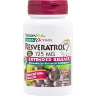 Natures Plus Resveratrol 125mg Extended Release Συμπλήρωμα Διατροφής Ρεσβερατρόλης με Εκχυλίσματα Βοτάνων με Ισχυρή Αντιγηραντική & Αντιοξειδωτική Δράση 60tabs