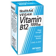 Health Aid Vitamin B12 1000μg Βιταμίνη B12 για την Καλή Λειτουργία του Νευρικού Συστήματος 100 veg. tabs