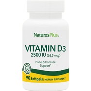 Natures Plus Vitamin D3 2500IU Συμπλήρωμα Διατροφής Βιταμίνης D3 για την Καλή Λειτουργία των Οστών, Υγεία Δοντιών & Ανοσοποιητικού 90 Softgels