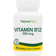 Natures Plus Vitamin B12 500μg Συμπλήρωμα Διατροφής Βιταμίνης Β12 για την Καλή Λειτουργία του Νευρικού Συστήματος 90tabs