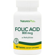 Natures Plus Folic Acid 800μg Συμπλήρωμα Διατροφής Φολικού Οξέος που Συμβάλει στη Σωστή Σύνθεση της Γενετικής Πληροφορίας για μια Ομαλή Εγκυμοσύνη & την Καλή Υγεία του Νευρικού Συστήματος 90tabs