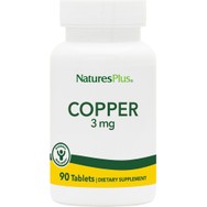 Natures Plus Copper 3mg Συμπλήρωμα Διατροφής με Χαλκό σε Χηλική Μορφή για Μέγιστη Απορρόφηση για την Καλή Υγεία των Μαλλιών, Δέρματος & Ανοσοποιητικού 90tabs