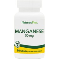 Natures Plus Manganese 50mg Συμπλήρωμα Διατροφής με Μαγγάνιο σε Χηλική Μορφή για Μέγιστη Απορροφησιμότητα για την Αντιμετώπιση του Οξειδωτικού Στρες & την Καλή Υγεία των Οστών & Δοντιών 90tabs