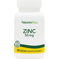 Natures Plus Zinc 50mg Συμπλήρωμα Διατροφής με Ψευδάργυρο για Ενίσχυση του Ανοσοποιητικού Βελτίωση της Ανδρικής Γονιμότητας & Υγιή Μαλλιά, Νύχια & Δέρμα 90tabs