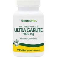 Natures Plus Ultra Garlite 1000mg Συμπλήρωμα Διατροφής Συμπυκνωμένου Άοσμου Σκόρδου για Ενίσχυση του Καρδιαγγειακού Συστήματος, Έλεγχο της Αρτηριακής Πίεσης με Αντιφλεγμονώδεις Ιδιότητες 90tabs
