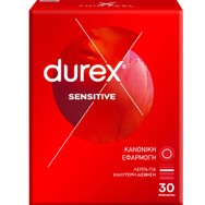 Durex Sensitive Thin Feel Condoms Λεπτά Προφυλακτικά για Καλύτερη Αίσθηση με Κανονική Εφαρμογή 30 Τεμάχια
