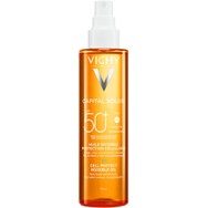 Vichy Capital Soleil Spf50+ Cell Protect Invisible Oil for Face, Body & Hair Ends Αόρατο Αντηλιακό Λάδι Πολύ Υψηλής Προστασίας για Πρόσωπο, Σώμα & Άκρες Μαλλιών 200ml