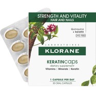Klorane Quinine & Keratin Strength + Vitality Hair & Nails ​​​​​​​Συμπλήρωμα Διατροφής με Εκχύλισμα Κινίνης Βιταμινών Μετάλλων & Κερατίνης για Υγιή Μαλλιά Νύχια & Δέρμα 30caps