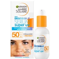 Garnier Anbre Solaire Invisible Serum Super UV Daily Face Sunscreen Spf50+ ​​​​​​​Αντηλιακός Ορός Προσώπου με Πολύ Υψηλή Προστασία, Κατάλληλος για Ευαίσθητες Επιδερμίδες 30ml