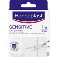 Hansaplast Sensitive Plaster 1mx8cm Επιθέματα που Καλύπτουν & Προστατεύουν Μικρές Πληγές 1 Τεμάχιο