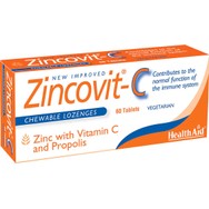 Health Aid Zincovit-C Συμπλήρωμα Διατροφής Βιταμίνης C, Ψευδάργυρου & Εκχυλίσματος Πρόπολης για Ενίσχυση του Ανοσοποιητικού & Αντιμετώπιση Ιώσεων & Κρυολογήματος με Γεύση Πορτοκάλι 60 Lozenges