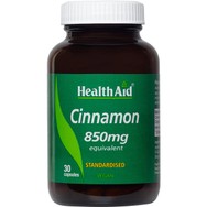 Health Aid Cinnamon 850mg Συμπλήρωμα Διατροφής Εκχυλίσματος Κανέλας Κεϋλάνης για τον Έλεγχο των Επιπέδων της Γλυκόζης στο Αίμα με Ισχυρές Αντιοξειδωτικές Ιδιότητες 30caps