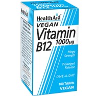 Health Aid Vitamin B12 1000μg Συμπλήρωμα Διατροφής Βιταμίνης Β12 Βραδείας Αποδέσμευσης για τη Φυσιολογική Λειτουργία του Νευρικού Συστήματος & Σωστή Αιμοποίηση 100tabs