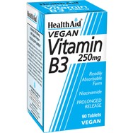 Health Aid Vitamin B3 (Niacin) 250mg Συμπλήρωμα Διατροφής Βιταμίνης Β3 (Νιασίνης) για Έλεγχο της Χοληστερόλης, Καλή Υγεία του Δέρματος & του Νευρικού Συστήματος 90tabs