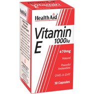 Health Aid Vitamin E 1000iu Συμπλήρωμα Διατροφής με Βιταμίνη Ε την Καλή Υγεία του Δέρματος & της Καρδιάς με Αντιοξειδωτικές Ιδιότητες 30caps