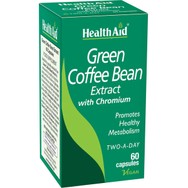 Health Aid Green Coffee Bean Extract & Chromium Συμπλήρωμα Διατροφής Εκχυλίσματος Πράσινου Καφέ με Χρώμιο για Ενεργοποίηση του Μεταβολισμού, Καύση Λίπους & Ρύθμιση του Γλυκαιμικού Δείκτη 60caps