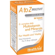 Health Aid A to Z Multivitamin & Minerals Συμπλήρωμα Διατροφής με Βιταμίνες, Μέταλλα και Λουτεΐνη για Ενέργεια Τόνωση & Ισχυρό Ανοσοποιητικό με Αντιοξειδωτικές Ιδιότητες 90tabs