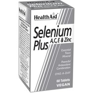Health Aid Selenium Plus A, C, E & Zinc Συμπλήρωμα Διατροφής με Σελήνιο, Βιταμίνες & Ψευδάργυρο για Ενίσχυση του Αναπαραγωγικού Συστήματος, Καλή Λειτουργία του Θυρεοειδούς Αδένα με Αντιοξειδωτική & Αντιγηραντική Δράση 60tabs
