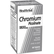 Health Aid Chromium Picolinate 1800μg Συμπλήρωμα Διατροφής Πικολονικού Χρωμίου για τον Έλεγχο του Βάρους & της Γλυκόζης στο Αίμα 60tabs