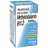 Health Aid Metcobin Methylcobalamin B12 1000μg Συμπλήρωμα Διατροφής με την πιο Βιοενεργή Μορφή Βιταμίνης Β12 60Tabs