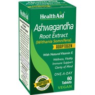 Health Aid Ashwagandha Root Extract Συμπλήρωμα Διατροφής Εκχυλίσματος Ρίζας του Βοτάνου Ασβαγκάντας για την Αντιμετώπιση του Στρες, Ενίσχυση του Ανοσοποιητικού με Ισχυρές Αντιοξειδωτικές Ιδιότητες 60tabs