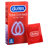 Durex Total Contact Εξαιρετικά Λεπτά Προφυλακτικά με Περισσότερο Λιπαντικό 6 Τεμάχια