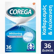 Corega Whitening Καθαριστικά Δισκία Οδοντοστοιχιών, Καθαρίζουν σε Βάθος και Απομακρύνουν τους Επίμονους Λεκέδες 36 Effer.Tabs