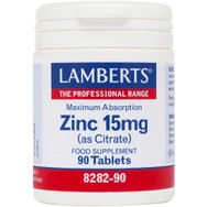 Lamberts Zinc (as Citrate) Συμπλήρωμα Διατροφής με Κιτρικό Ψευδάργυρο Υψηλής Απορροφησιμότητας για την Καλή Λειτουργία του Ανοσοποιητικού & Υγιή Μαλλιά, Νύχια & Δόντια 15mg, 90tabs