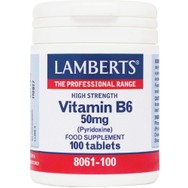 Lamberts B6 Συμπλήρωμα Διατροφής Βιταμίνης Β6 για την Καλή Υγεία του Καρδιαγγειακού Συστήματος & τη Μείωση Κατακράτησης Κατά τη Διάρκεια της Περιόδου 50mg, 100tabs