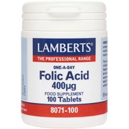 Lamberts Folic Acid Συμπλήρωμα Διατροφής Φολικού Οξέως που Συμβάλει στη Σωστή Σύνθεση της Γενετικής Πληροφορίας για μια Ομαλή Εγκυμοσύνη 400μg, 100tabs