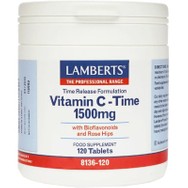 Lamberts Vitamin C Time Release Συμπλήρωμα Διατροφής Βιταμίνης C Ελεγχόμενης Αποδέσμευσης για τη Σωστή Λειτουργία του Ανοσοποιητικού Συστήματος 1500mg, 120tabs