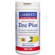 Lamberts Zinc Plus Συμπλήρωμα Διατροφής με Βιταμίνη C, B2 & Ψευδάργυρο με Πρόπολη για Ενίσχυση του Ανοσοποιητικού σε Μορφή Καραμέλας με Γεύση Μέλι & Λεμόνι 100 Lozenges