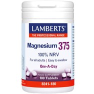 Lamberts Magnesium 375 100% NRV Συμπλήρωμα Διατροφής Μαγνησίου για την Καλή Λειτουργία του Νευρικού & Μυοσκελετικού Συστήματος 180tabs