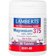 Lamberts Magnesium 375 100% NRV Συμπλήρωμα Διατροφής Μαγνησίου για την Καλή Λειτουργία του Νευρικού & Μυοσκελετικού Συστήματος 60tabs