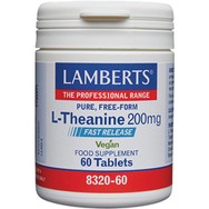 Lamberts L-Theanine Fast Release Συμπλήρωμα Διατροφής Θειανίνης Ταχείας Αποδέσμευσης από Εκχύλισμα Πράσινου Τσαγιού με Αγχολυτική & Ηρεμιστική Δράση 200mg, 60tabs