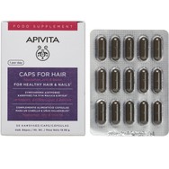 Apivita Caps for Hair & Nails Συμπλήρωμα Διατροφής με Ιπποφαές, Ψευδάργυρο & Βιοτίνη για Υγιή Μαλλιά & Νύχια 30caps