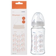 Korres Feeding Bottle from 0m+ Γυάλινο Μπιμπερό με Θηλή Σιλικόνης Χαμηλής Ροής για Βρέφη Από τη Γέννηση 230ml