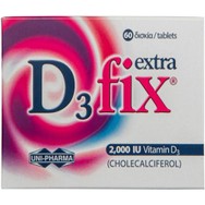 Uni-Pharma Vitamin D3 Fix Extra 2000IU Συμπλήρωμα Διατροφής Βιταμίνης D3 για την Καλή Υγεία των Οστών, Δοντιών & Ανοσοποιητικού 60tabs