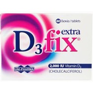 Uni-Pharma D3 Fix Extra Συμπλήρωμα διατροφής Βιταμίνης D3 για την Καλή Υγεία των Οστών, Δοντιών & Ενίσχυση του Ανοσοποιητικού 2000iu, 60tabs